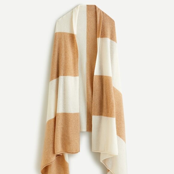 J. Crew Accessories - NWOT J. Crew Oversized Cashmere Wrap Stripe Tan White
